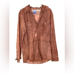 Indigo Palms - Leather Button Down Shirt Size: Large